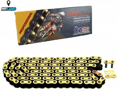 Цепь приводная CZ Chains 428 MX Gold 130 Цепь приводная CZ Chains 428 MX Gold 130